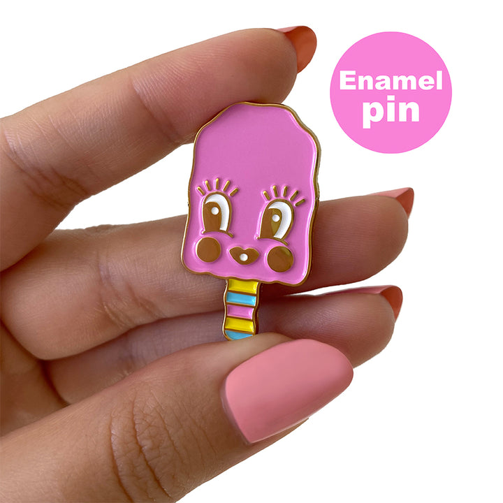Pink popsicle enamel pin