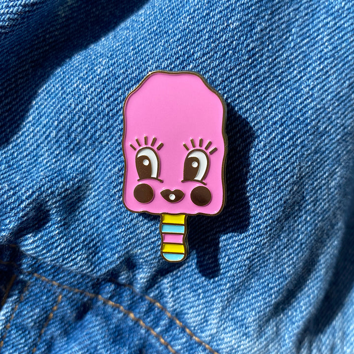 Pink popsicle enamel pin